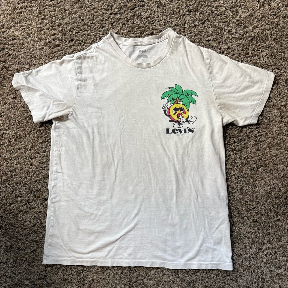 LEVI'S Mens White Logo Graphic Peace And Quiet Cotton Classic T-Shirt M